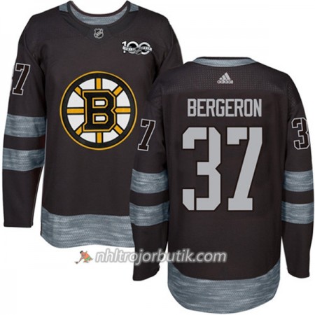 Män Ishockey Boston Bruins Tröja Patrice Bergeron 37 1917-2017 100th Anniversary Adidas Svart Authentic